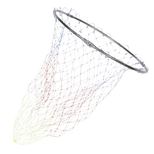 BESTonZON Replacement Fishing Mesh Net Head 40cm Stainless Steel Portable Fish Landing Net with Colorful Printed Mesh and 8mm Connector for Freshwater and Saltwater Fishing