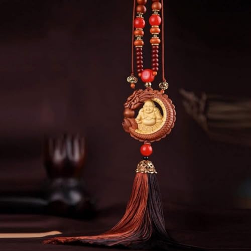 Car Hanging Decor Dangling Ornaments Auto Vehicle Rearview Mirror Pendant Crystal Lotus Amulet Pray for Luck Safety (Laughing Buddha) - color: Laughing Buddha