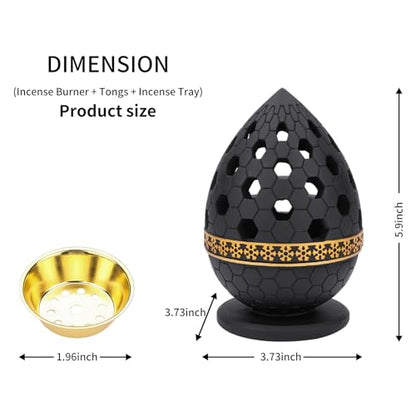 TERSCHELLING Charcoal Incense Burner, Bakhoor Burner, Oud Frankincense Resin Incense Burner for Yoga, Spa and Aromatherapy, Office & Home Decor (Black)