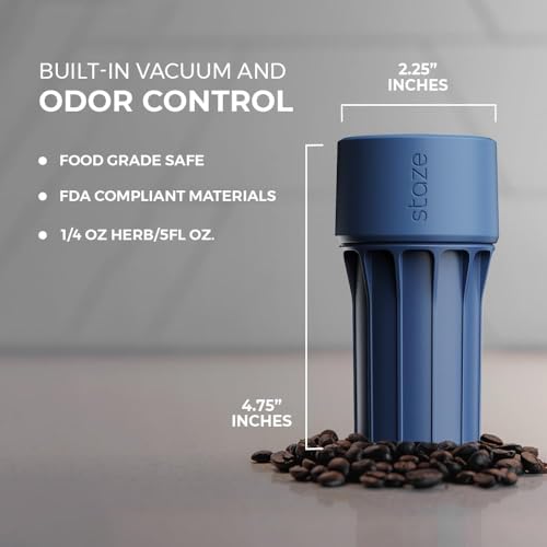 Staze Air Tight Smell Proof Container (148ml) – Vacuum Seal Jar, Waterproof Food Storage Canister, Portable Small Smell Proof Jar for Coffee, Herb, Spice & Gummies - (REEF) - color: Reef