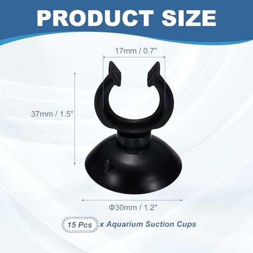 Aquarium Suction Cups, Fish Tank Suction Cups Clips Airline Tube Holders Clamps (Plastic, 15Pcs, Black) for 0.7" Fish Tank Airline Tubing Binding Moss Shrimp Nest, 17x30MM - color: Black, size: 17x30MM