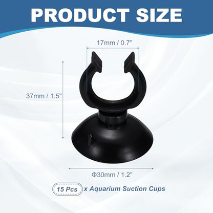 Aquarium Suction Cups, Fish Tank Suction Cups Clips Airline Tube Holders Clamps (Plastic, 15Pcs, Black) for 0.7" Fish Tank Airline Tubing Binding Moss Shrimp Nest, 17x30MM - color: Black, size: 17x30MM