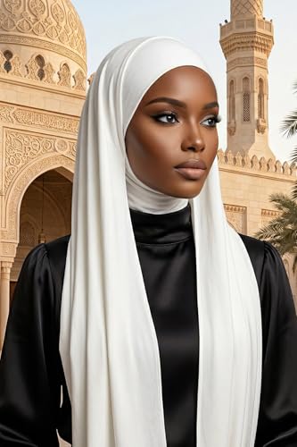 Aisha's Design Neck-Covering Practical Jersey Hijab with Built-In Ninja Bonnet - color: Ivory