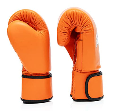 Fairtex BGV16 Leather Compact Muay Thai Boxing Gloves - color: Orange, size: 14 oz