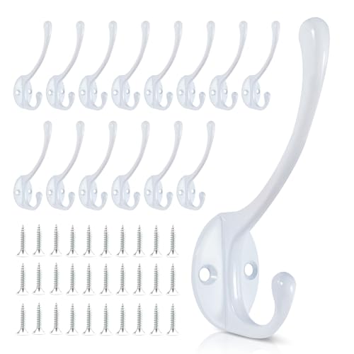 Wall Hooks for Hanging, 15-Pack Heavy Duty Metal Coat Hooks, for Living Room, Bathroom, Kitchen, Bedroom for Towel, Hat, Key, Closet, Bag (White) - color: 15pack-White