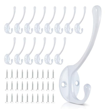 Wall Hooks for Hanging, 15-Pack Heavy Duty Metal Coat Hooks, for Living Room, Bathroom, Kitchen, Bedroom for Towel, Hat, Key, Closet, Bag (White) - color: 15pack-White