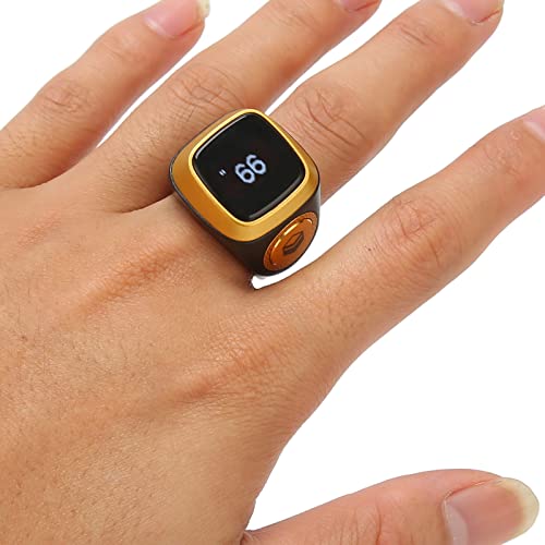 Finger Smart Tally Counter Ring, 20mm Muslim Digital Azan Alarm Clock(Black), Resettable Smart Counter Digital Counter & Vibration Reminder with Mini LCD Screen ﻿
