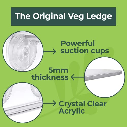 Window Garden Veg Ledge Suction Cup Window Shelf – Create an Indoor Garden, Hold Your Planter Pots, Seed Starter, Figurines on Your Window. Grow Herbs, Microgreens, Succulents, Sleek (2 Pack) - size: 2 Medium (Original)