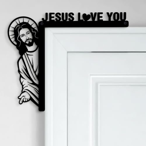 Blulu Creative Door Corner Decor 7.9 x 8.5 Inch Jesus Door Frame Metal Window Sitter Bless This Home Window Decor for Home Cabinet Frame Corner Decoration Supplies(Classic) - style: Classic