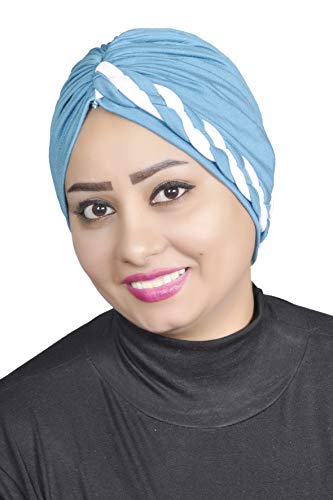 AL AMIRA Stretch Turban Headwrap for Women – Soft Hijab Cap - color: Sky Blue