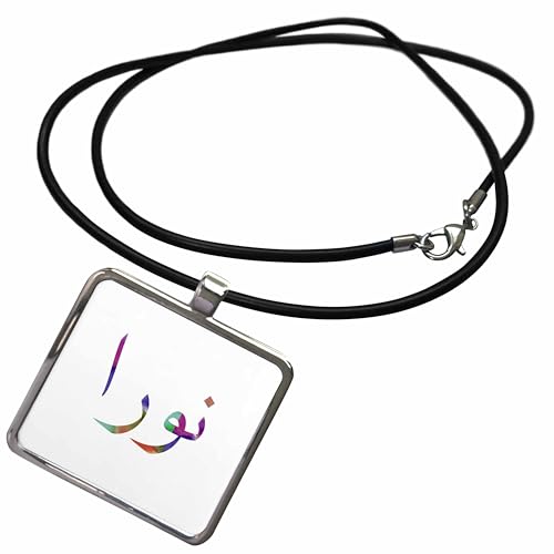 3dRose The Name Nora or Nura in Arabic letters - Arab name calligraphy gift Necklace With Rectangle Pendant