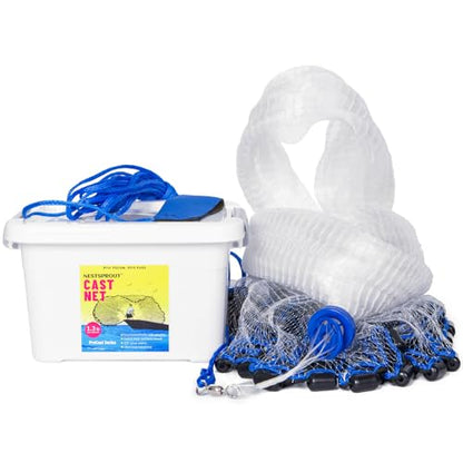 1.3 lbs/ft Fishing Cast Net with Eco-Friendly Lead Weights, ProCast Series | 3/8 inch Mesh Size, Throw Nets for Freshwater & Saltwater, 4/6/8/10/12 Ft Radius Casting Net - size: 4-ft radius