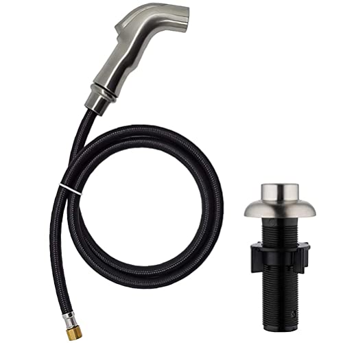 Kitchen Sink Sprayer Replacement, Universal Side Sprayer with Hose and Holder, Pull Out Spray Head, Brushed Nickel - color: Brushed Nickel