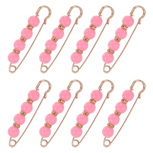 MECCANIXITY Pearl Brooch Pins Decorative Sweater Safety Pin Brooch - color: Bright Pink, size: 2.95"