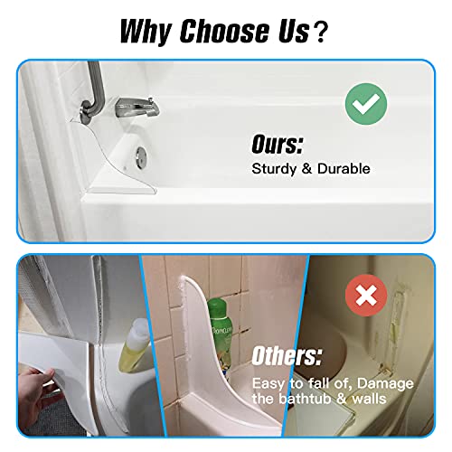 Tiga 2 Pieces Bathtub Shower Splash Guard, Bathroom Bath Tub Splash Guards with 3M Super Viscose, Perfectly Matched to Shower Curtain Weights
