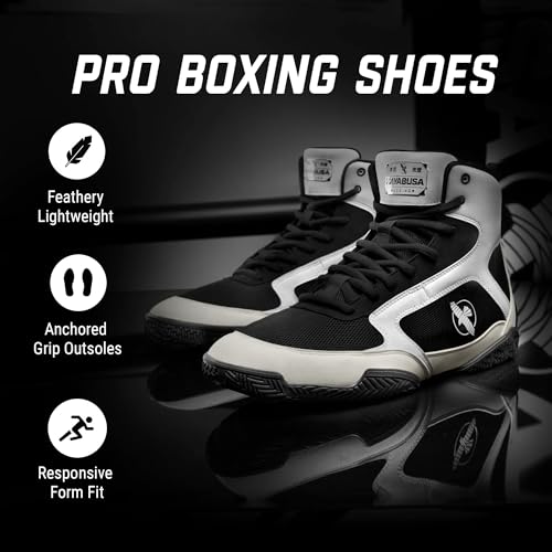 Hayabusa Pro Boxing Shoes for Men & Women - color: White, size: 7 Women/5.5 Men