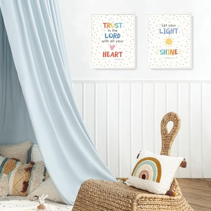 LARTSFRO Bible Christian Wall Art Decor Posters Prints, Inspirational Bible Verses Room Bathroom Bedroom Playroom Dorm Wall Art Decor Aesthetic for Nursery Baby Kids Teen Girls Gifts, Christian Classroom Wall Decor, 10x8 Inch Set of 4 Pcs Pictures (UNFRAM