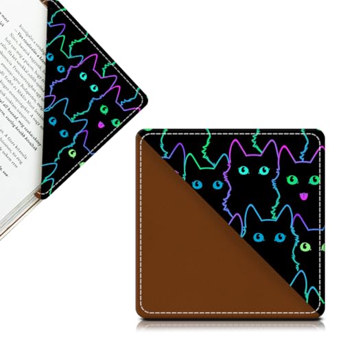 Cute Leather Bookmarks, Fun Triangle Making Corner Bookmark, Book Accessories for Reading Book Lovers, Unbreakable Page Markers for Women Men Cute Cats - color: Cute Cats