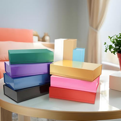 PACKHOME 6 Extra Large Gift Boxes 17.5x11.3x4.3 Inches, Baby Shower Boxes with Magnetic Lids for Clothes and Large Gifts (Glossy Light Blue) - color: 17x11x4 Inch-Light Blue-Pack of 6