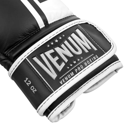 Venum Shield Pro Boxing Gloves - color: Black/White, size: 10oz, style: Hook and Loop