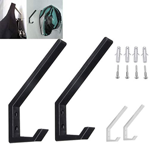 6PCS Helmet Holders Plastic Hanging Hooks Wall Mounted Hangers Hat Glove Bag Shoe Clothes Rack (Black-6PC) - color: Black-6PC