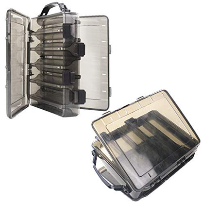 Fishing Tackle Box Set – 2-Pack Double-Sided Reversible Lure Organizer (Black,10-Slotx2) - color: Black,10-Slotx2