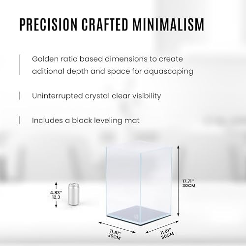 UNS Ultra Clear Rimless Tank - 10.6GAL | 40.5L - 11.81x11.81x17.71 | 30x30x45 CM, 5mm Glass Thickness, Leveling Mat Included - Low Iron, High Clarity Fish Tank w/ 45° Mitered Edge - [30T] - size: [30T] - 10.6 Gal - 11.81 x 11.81 x 17.71 in