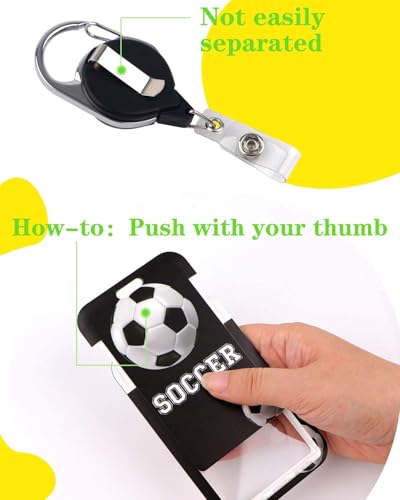 Soccer Lanyard with ID Badge Holder Sports Neck Strap Lanyard for Keys with Retractable Badge Reel Clip - color: Soccer