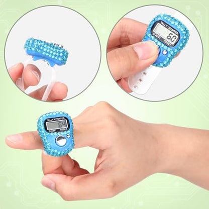 Simgoing Electronic Finger Clicker Counter, Rhinestones Tally Tasbeeh Counter Gifts for Prayer Islamic Golf Counting Goods Lap Knitting Bling Accessories - color: Bright Colors