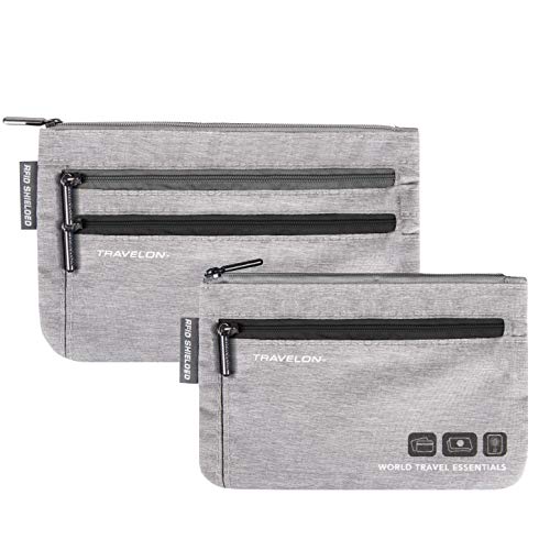 Travelon World Travel Essentials Set of 2 Currency and Passport Organizers - color: Gray Heather