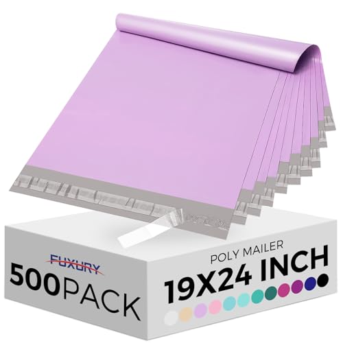 Fuxury Large Poly Mailers 19x24" 500 Pcs,Shipping Bags for Clothes | Waterproof Self Seal Mailing Envelopes,Strong Adhesive Packaging Mailers Poly Bag For Books Clothes Business,Light Purple - color: Light Purple, size: 19x24" 500pcs