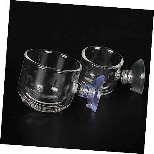 2-Pack Glass Feeding Cup for Aquarium Fish Feeder Shrimp Eggs Food Aquarium Equipment Aquatic Supplies - size: L
