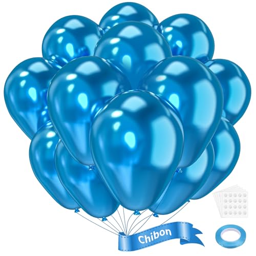 Metallic Chrome Blue Latex Balloons, 100pcs 12inches Round Helium Metallic ChromeBlue Balloons for Birthday Baby Shower Wedding Birthday Party Decorations - color: Metallic Chrome Blue, size: 12 inches