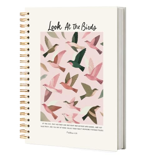 NATSUNO Christian Bird Spiral Notebook Journal 5.5x8.3in - color: White Christian Bird