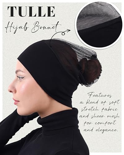 FabNest Chemo Headwear for Men & Women Breathable Cotton Blend Non Slip Cap - color: Black
