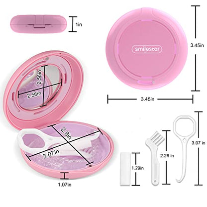 Retainer Case, Slim Aligner Case with Adjustable Vent Holes and Mirror, Compatible with Invisalign, Night Guard and Mouth Guard, Premium Retainer Case, With Aligner Remover Tool, Chew & Brush, Pink - color: Round: Pink