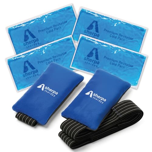 4PK with Straps Flexible Gel Ice Packs for Injuries Reusable - Gel Ice Pack Cold Compress for Knee, Back, Neck, Wrist, Hand, Elbow, Ankle Pain Relief - 9.5" x 4.5" - style: ColdWithStrap