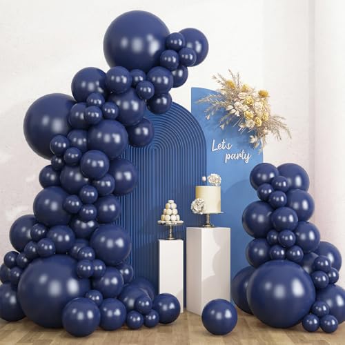 RUBFAC Navy Blue Balloons Different Sizes 135pcs for Birthday Arch - color: Navy Blue 02