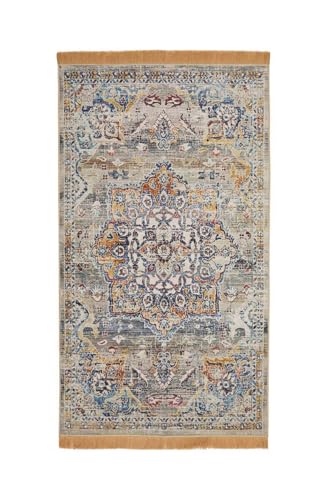 SODEF Velvet Prayer Rug 65x115cm Turkish Motif Islamic Prayer Mat for Muslims - Multicolor