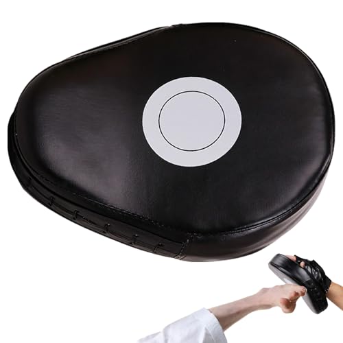 1Pcs Boxing Pads Mitts, Sports Punching Mitt for Men, Women, & Kids, PU Leather Curved Boxing Mitts Focus Pads, Adjustable Soft Shield Training Pad for Karate, Kickboxing, Muay Thai - color: Black