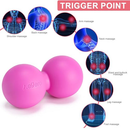 Aegero Peanut Massage Ball-Double Lacrosse Massage Ball, Mobility Ball for Myofascial Release,Yoga Therapy,Trigger Point Therapy,Muscle Knots and Acupoint Massage (Black Firm Ball) - color: Black