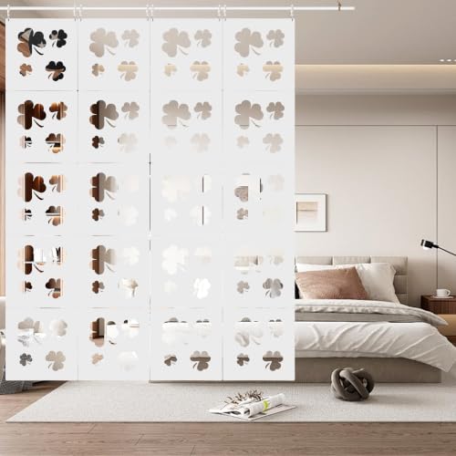 12Pcs Hanging Room Divider Made of High Density Polyester Fiber Panels for Decorating Bedroom Living Dining Room Kitchen Office Restaurant Home Hotel Decor（Grass-White） - color: White, size: Grass