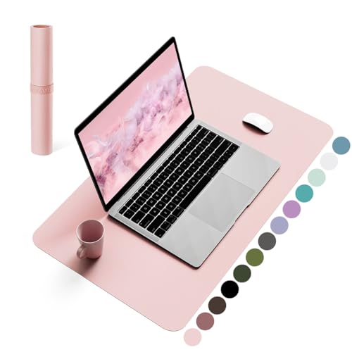 YSAGi Non-Slip Leather Desk Pad, Waterproof Laptop Computer Desk Keyboard Mat, Table Protector Blotter Mat, Large Mouse Pad for Office/Work/Home/Decor(Pink, 23.6" x 13.7") - color: Pink, size: 23.6" x 13.7"