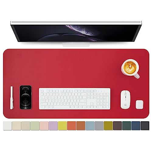 Leather Desk Mat - Non-Slip PU Desk Pad for Office and Home - Desk Organization and Accessories - Ideal for Large Mouse Pad and Desk Mats on Top of Desks (Rose Red,36"x 17") - color: Rose Red, size: 36" x 17"