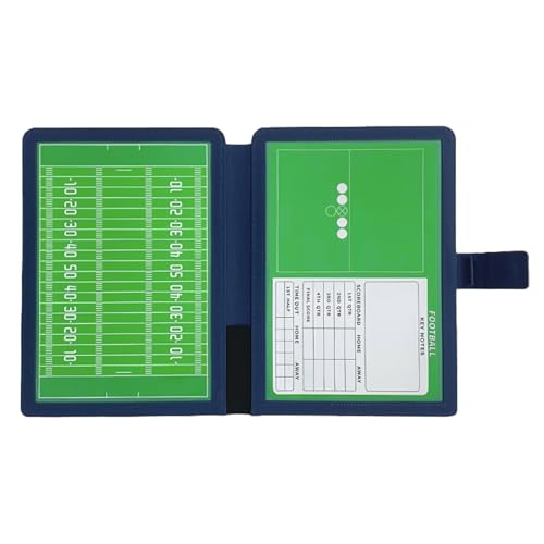 JIANNA Rugby Dry Erase Coaching Board 12.6" x 9.45", Foldable PU Leather Tactical Clipboard with Magnetic Position Markers, Full Kit with 2 Erasable Pens and Scoreboard Note Area