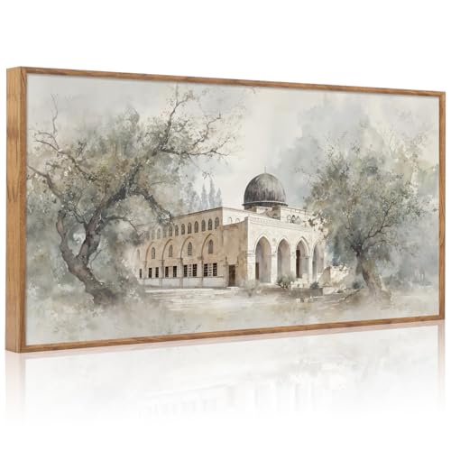 CHDITB Islamic Al Aqsa Mosque Masjid Framed Wall Art 40x20 Inch - color: Palestine Al Aqsa Mosque, size: 40"L x 20"W