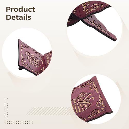 Wooden Quran Stand Holder, Foldable Book Holder, Elegant Carved Design, Portable For Reading, Ideal For Display