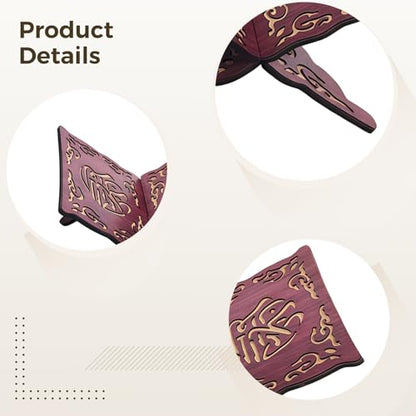Wooden Quran Stand Holder, Foldable Book Holder, Elegant Carved Design, Portable For Reading, Ideal For Display