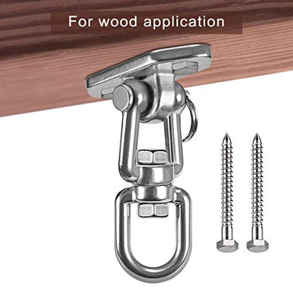 Hammock Chair Hanging Kit Swing Ceiling Mount, Heavy Duty 360° Swivel Swing Hanger Hook, Playground, Tree, Gym, Rope, Swing Set Bracket, Punching Bag Hardware, 1000 LB - style: 2 Pack - 360° Swivel Hook