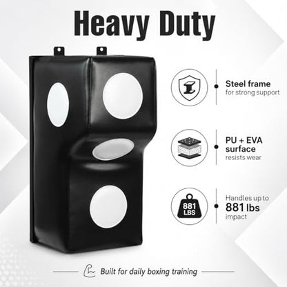 Wall Mount Boxing Training Bag - Uppercut Boxing Training Punching Target - Heavy Punching Bag for Adults for Bedroom/Living Room/Gym - color: Black (15.7*11.8*27.5 Inch)